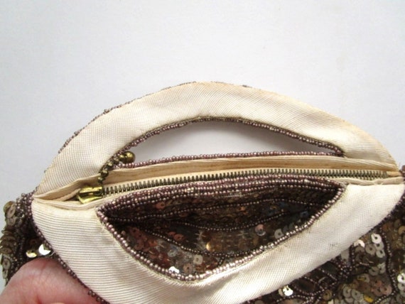 Antique Clutch Purse 1920s Gold Beaded Sequined C… - image 4
