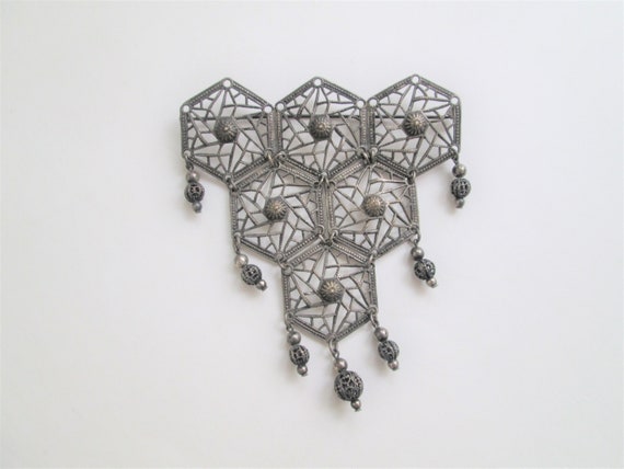 Huge Art Deco Spiderweb Brooch Vintage 1940s Artic