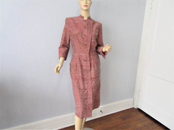 HELENE Wiggle Dress Vintage 1940s Rust Pencil She… - image 2