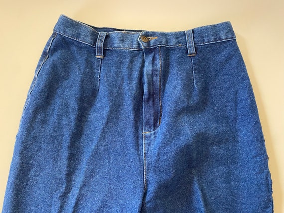 Stirrup Pants Vintage 1980s High Waist Blue Denim… - image 4
