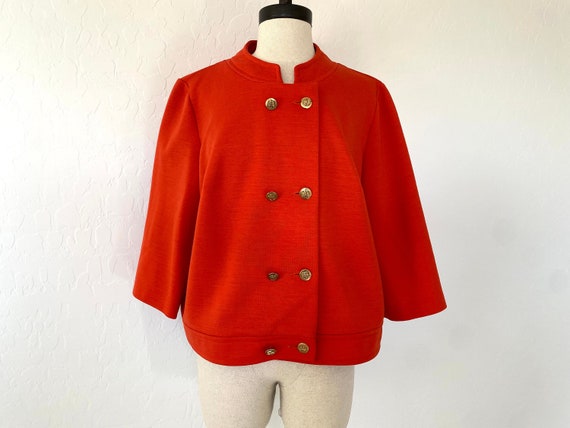 GLORIA SWANSON Jacket Vintage 1960s Orange Polyes… - image 1