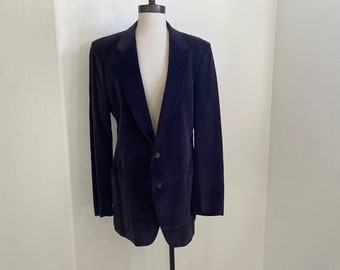 JEAN PAUL GERMAIN Sport Coat Vintage Purple Black Corduroy Two Button Blazer