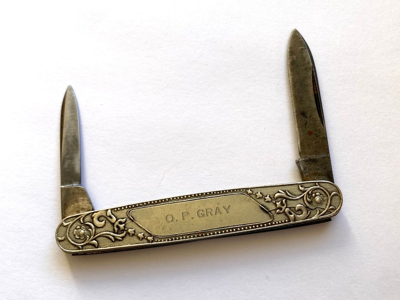 REMINGTON Pen Knife Antique Ornate Monogrammed Two Blade Etsy