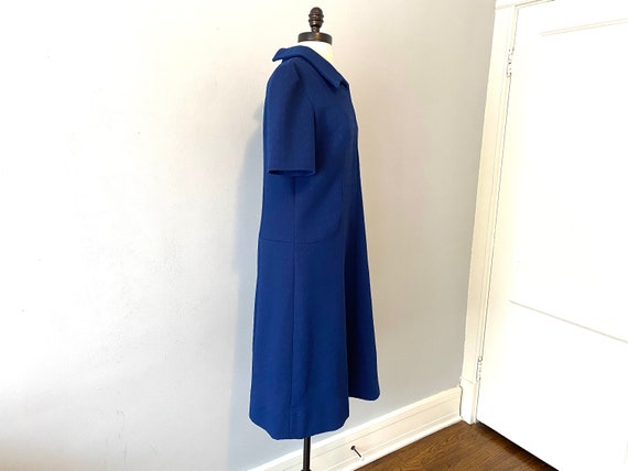 Mod Shift Dress Vintage 1960s Navy Blue Polyester - image 4