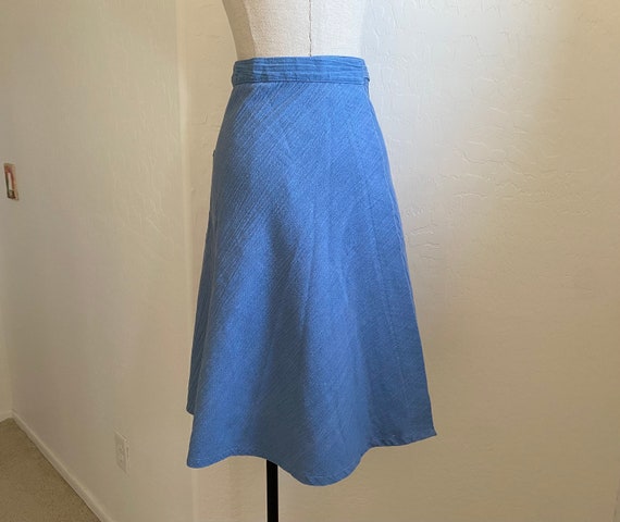 RUMBLE SEATS Wrap Skirt Vintage 1970s Blue Cotton… - image 5