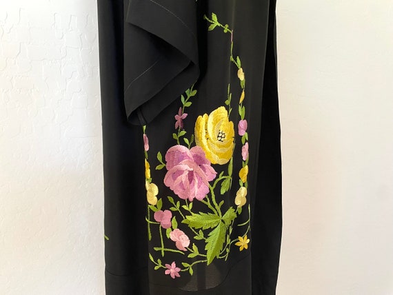 Kimono Robe Antique 1920s Open Duster Floral Embr… - image 6