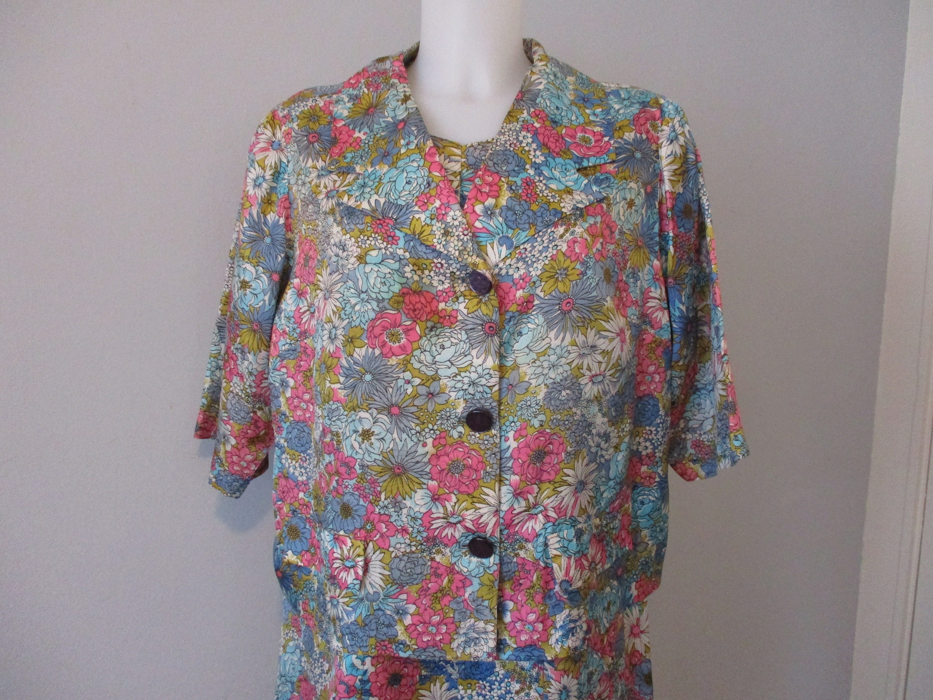 Mod Floral Suit Vintage 1960s Dress Jacket Belt Wildflowers | Etsy