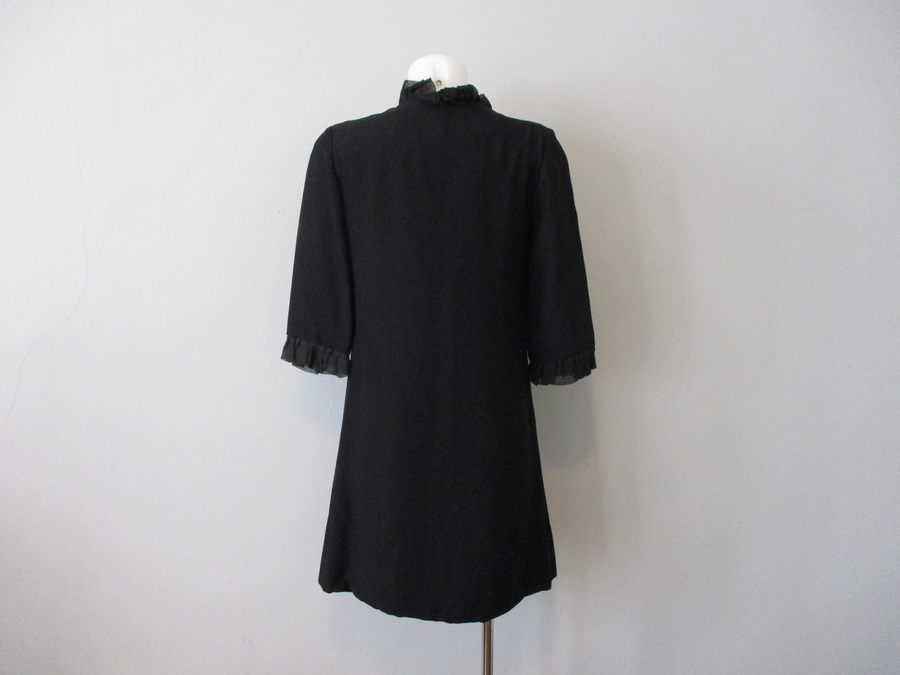 Vintage 1940s Dress Black Rayon Crepe Rhinestone Buttons | Etsy