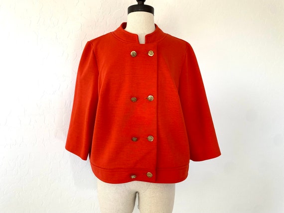 GLORIA SWANSON Jacket Vintage 1960s Orange Polyes… - image 2