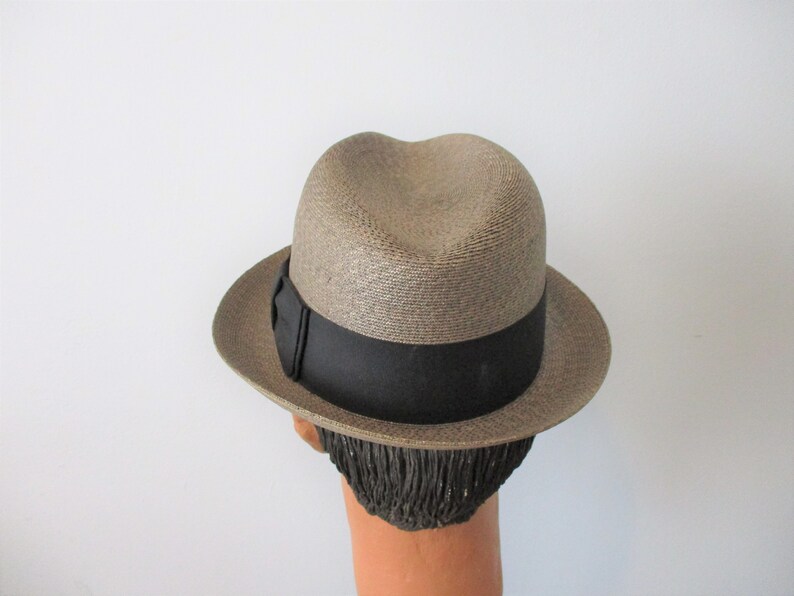 Straw Fedora Hat Vintage 1960s Brown Black Grosgrain Ribbon | Etsy