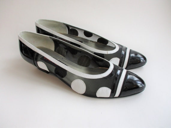 black and white polka dot flats