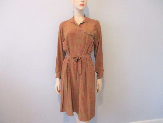 JACK MULQUEEN Vintage 1980s Silk Day Career Dress
