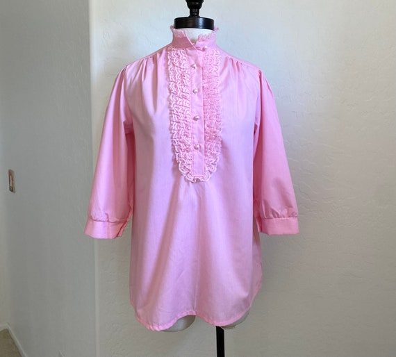 STYLE FIX Ruffle Blouse Vintage 1970s Pink Tunic … - image 1