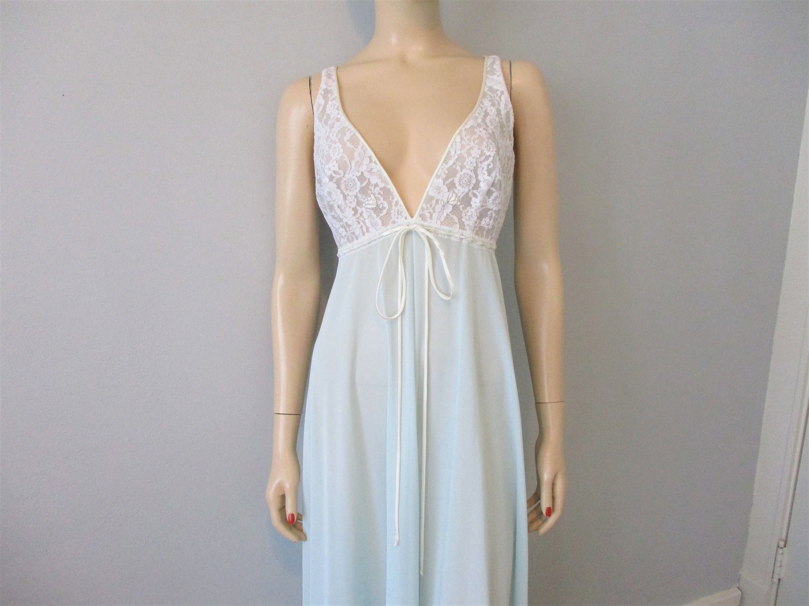 LUCIE ANN Nightgown Vintage 1950s Pastel Blue Nylon Full Sweep | Etsy