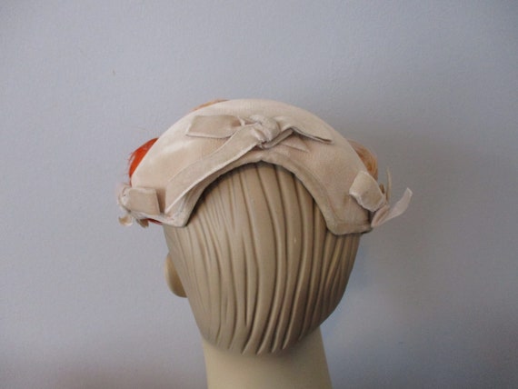 Feather Velvet Cocktail Hat Vintage 1940s Fall Co… - image 4