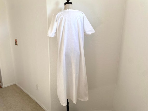 Antique Nightgown 1900s White Cotton Short Sleeve… - image 9