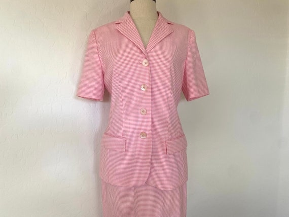 MONDI Suit Vintage 1980s Pink White Gingham Check… - image 3