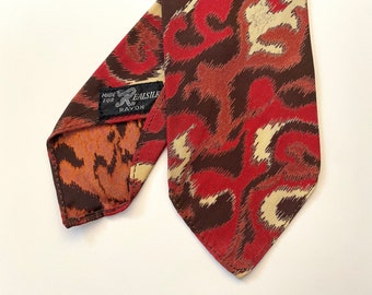 Cravate en rayonne REALSILK vintage des années 1930, cravate à imprimé abstrait rouge-marron