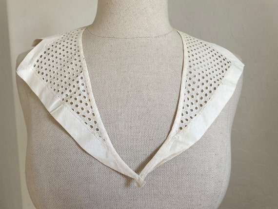 Lace Collar Vintage 1930s Notched French Cotton C… - image 1