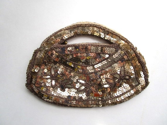 Antique Clutch Purse 1920s Gold Beaded Sequined C… - image 3