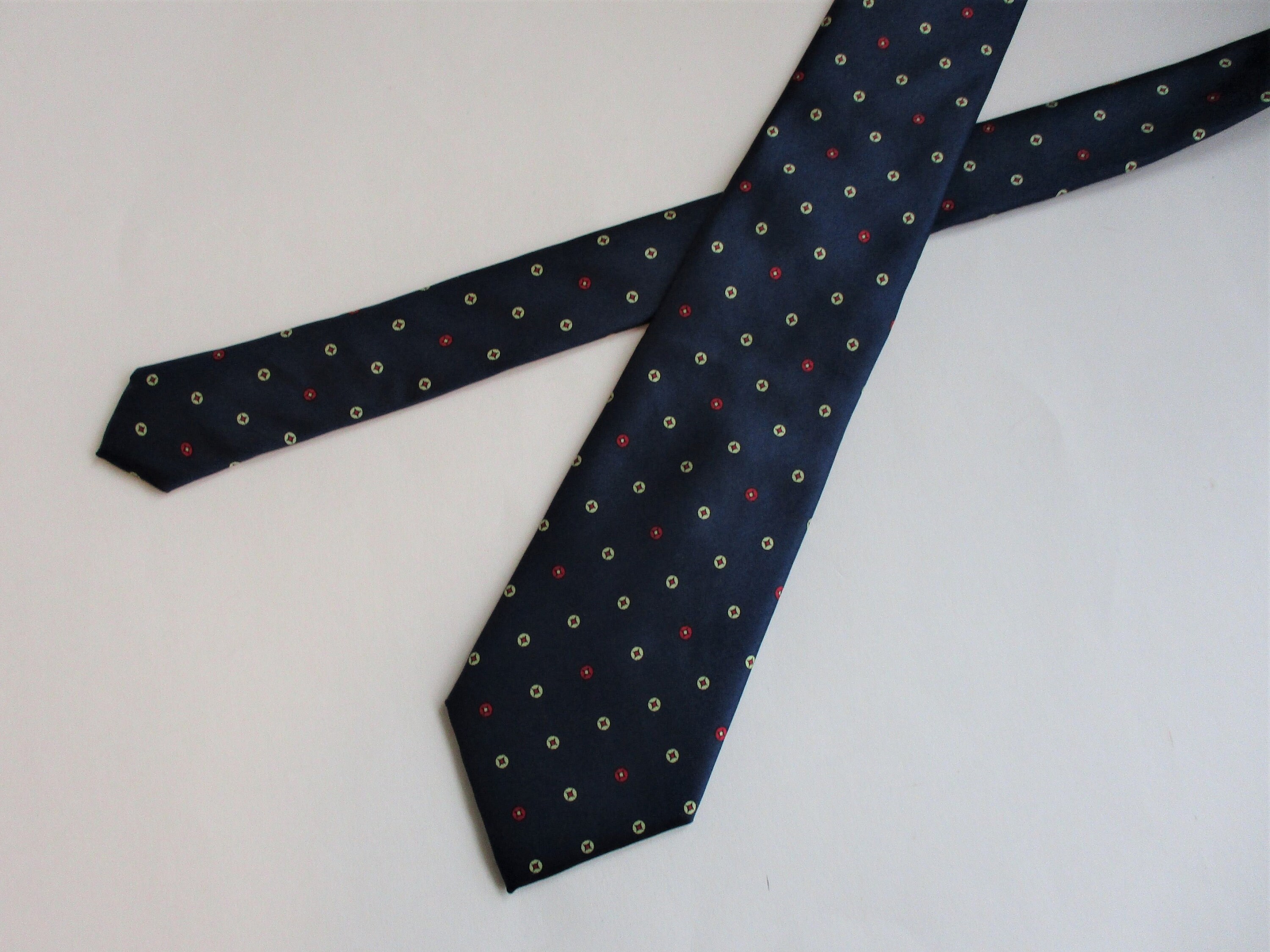 GUY LAROCHE Italian Silk Necktie Vintage 1960s Navy Blue Polka Etsy