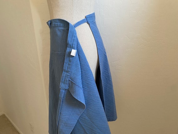 RUMBLE SEATS Wrap Skirt Vintage 1970s Blue Cotton… - image 9