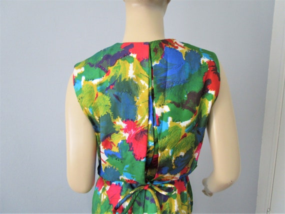 MARDI GRAS Silk Dress Vintage 1950s Multicolor Sl… - image 7