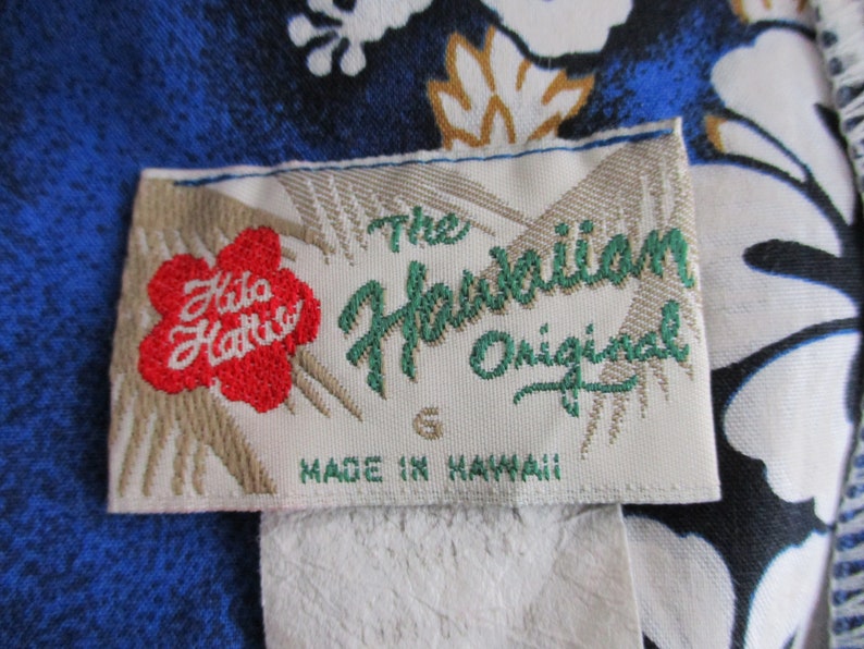 HILO HATTIE Hawaiian Set Vintage 1960s Blue Floral Cotton Sleeveless Maxi Dress Button Down Short Sleeve Shirt