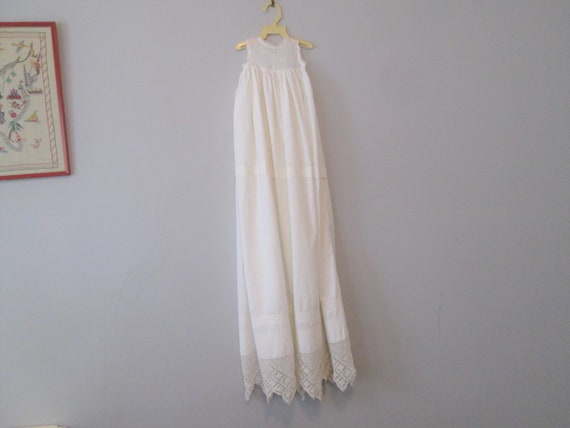 Antique Baby Christening Gown White Cotton Lace Pi