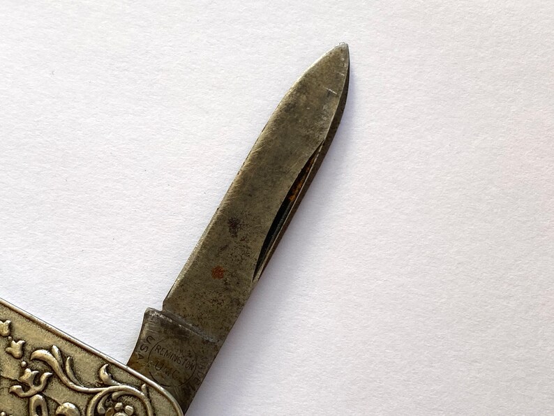 REMINGTON Pen Knife Antique Ornate Monogrammed Two Blade Etsy