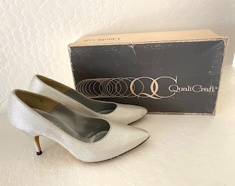 Silver Pumps Vintage 1960s Special Occasion Shoes Heels