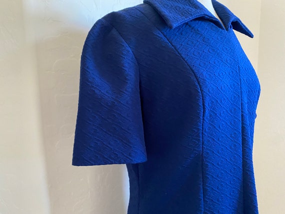 A-Line Dress Vintage 1970s Navy Blue Double Knit … - image 5