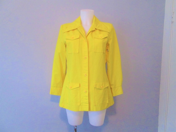 Vintage 1970s Jacket Bright Yellow Button Down Dag