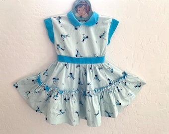 Meisjes Swing Jurk Vintage jaren 1950 Katoen Nieuwigheid Bunny Konijnen Fit en Flare