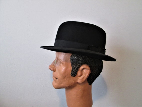 Antique Mens Bowler Hat 1890s 1900s Victorian Edwa
