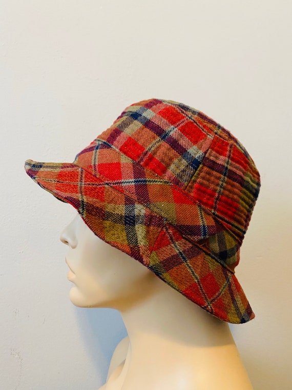LORD JEFF Bucket Hat Vintage 1970s Red Plaid Fall Colors | Etsy