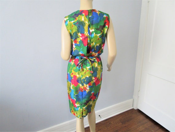 MARDI GRAS Silk Dress Vintage 1950s Multicolor Sl… - image 6