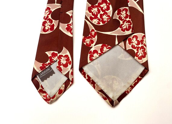 ARROW Bellywarmer Tie Vintage 1940s Brown Red Pai… - image 4
