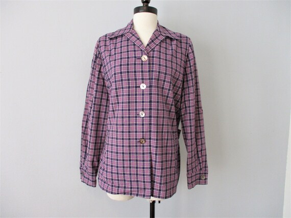 JANTZEN Jacket Blazer Vintage 1940s Purple Wool Ch