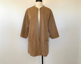 Veste en daim vintage des années 1970 camel marron