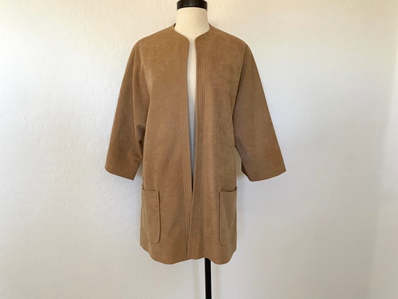 Suede Jacket Vintage 1970s Camel Brown - image 1