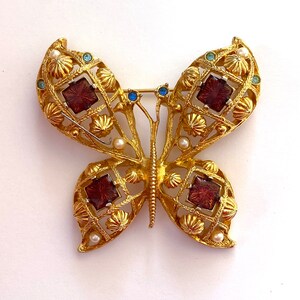 Broche papillon AVON vintage des années 1980, broche figurative en plaqué or image 1