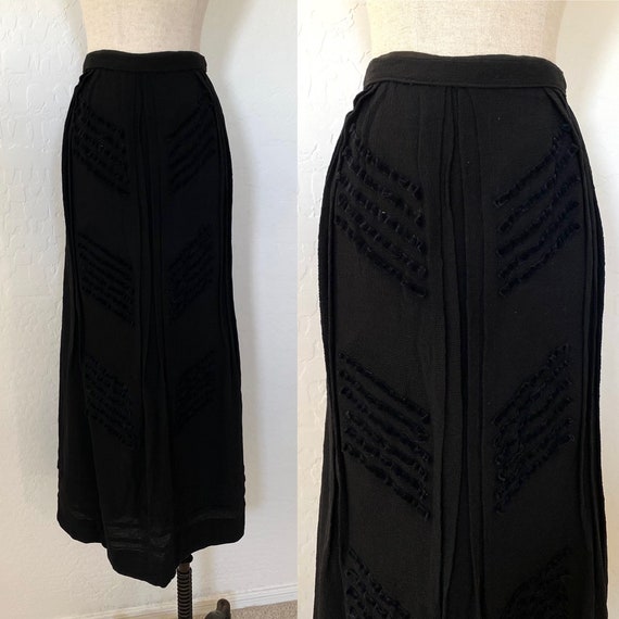 Antique Edwardian Skirt 1910s Suffragist Black Cr… - image 1