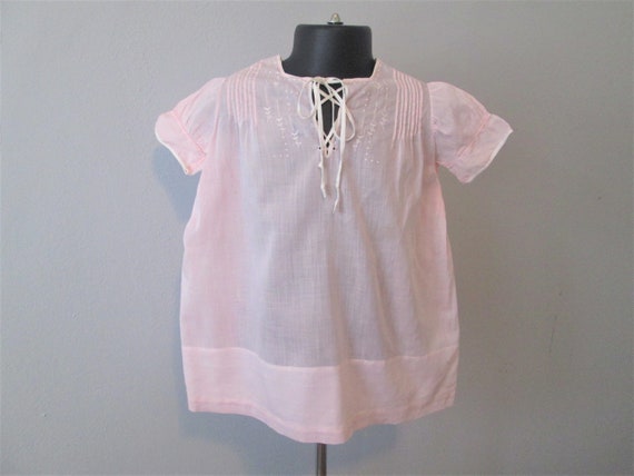 Pink Dress Vintage 1950s Cotton Pintucking Handmad