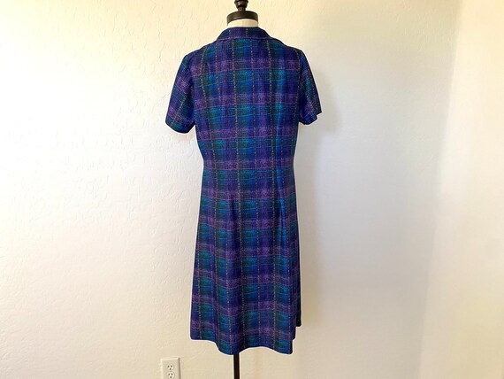 BRITISH LADY Shift Dress Vintage 1970s Purple Pla… - image 5