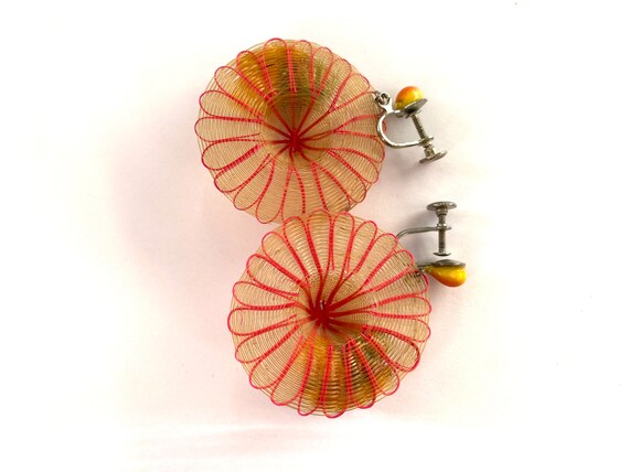 Dangle Earrings Vintage 1950s Wide Brim Hat Fruit… - image 3