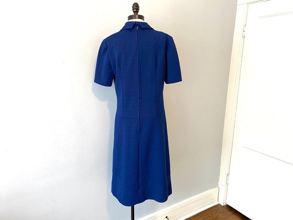Mod Shift Dress Vintage 1960s Navy Blue Polyester - image 6