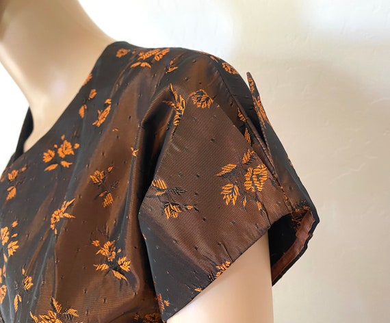Fit And Flare Dress Vintage 1950s Copper Floral B… - image 5