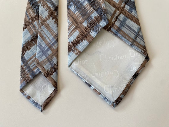 CHRISTIAN DIOR Silk Tie Vintage 1970s Wide Plaid … - image 5