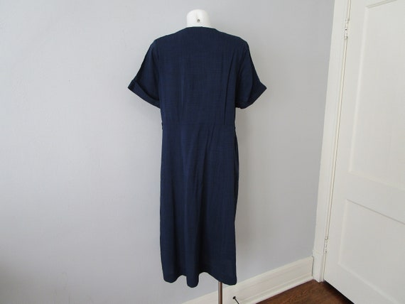 Shirtdress Dress Vintage 1950s Navy Blue Short Sl… - image 5